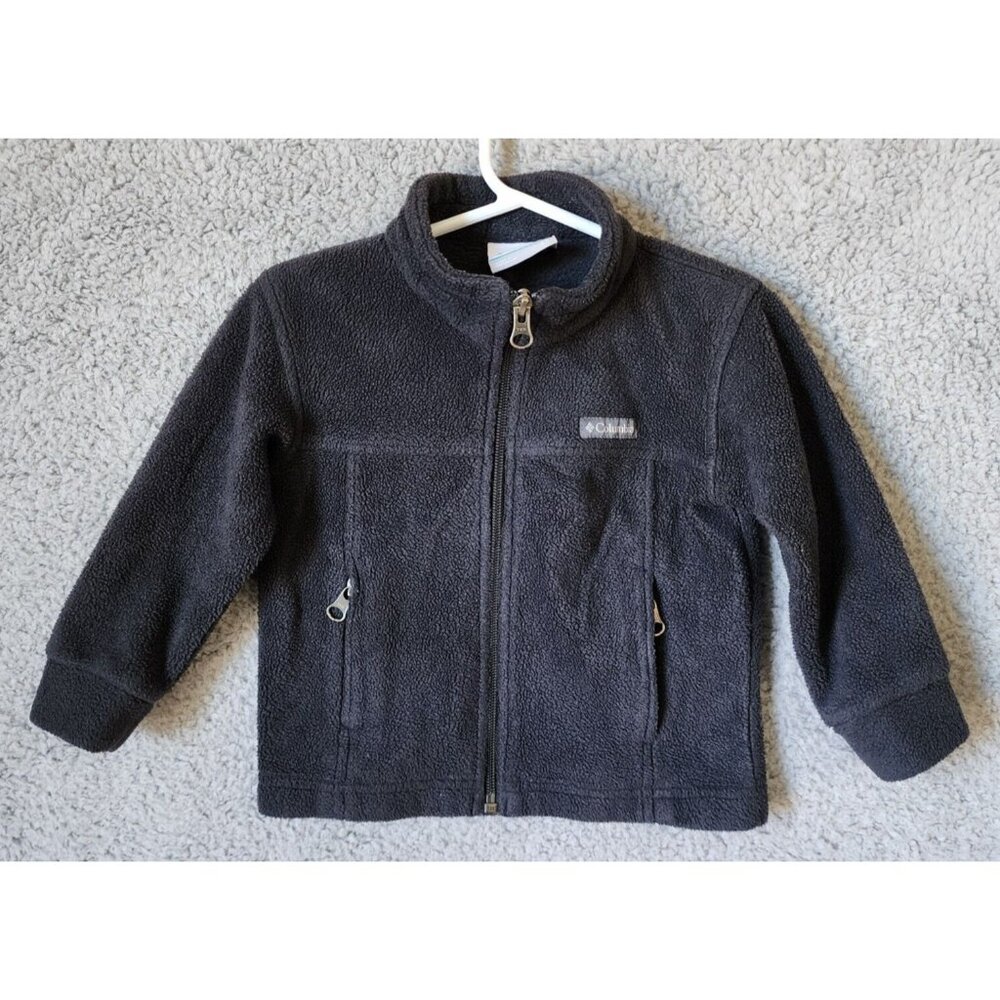 Columbia Black Full Zip Fleece Warm Jacket Toddler Size 2T 100% Polyester